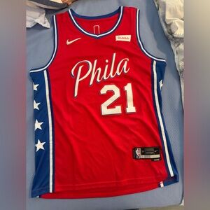 Nike Red and Blue Phila 76ers jersey